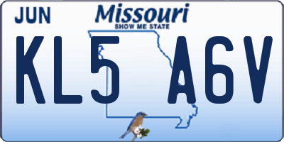 MO license plate KL5A6V
