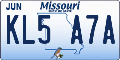 MO license plate KL5A7A