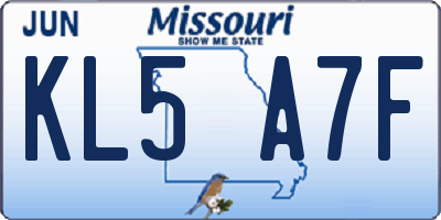 MO license plate KL5A7F