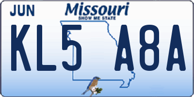 MO license plate KL5A8A
