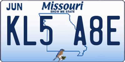 MO license plate KL5A8E
