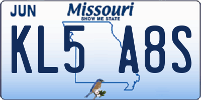 MO license plate KL5A8S