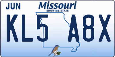 MO license plate KL5A8X