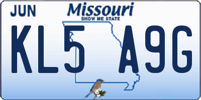 MO license plate KL5A9G