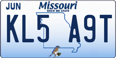 MO license plate KL5A9T