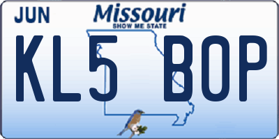 MO license plate KL5B0P