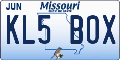 MO license plate KL5B0X