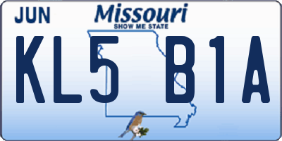 MO license plate KL5B1A