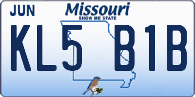 MO license plate KL5B1B