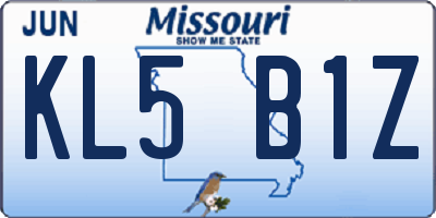 MO license plate KL5B1Z