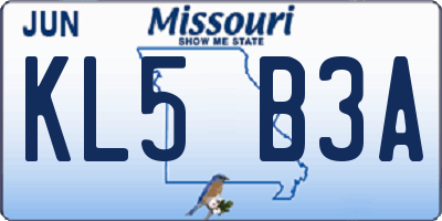 MO license plate KL5B3A