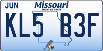MO license plate KL5B3F