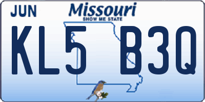 MO license plate KL5B3Q