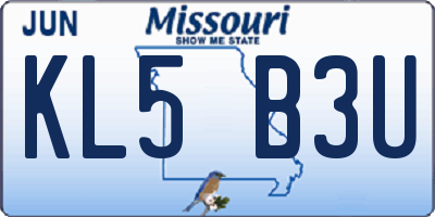 MO license plate KL5B3U