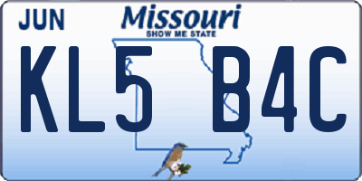 MO license plate KL5B4C