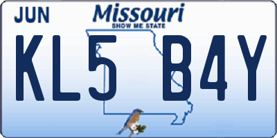 MO license plate KL5B4Y