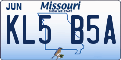 MO license plate KL5B5A