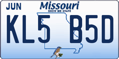 MO license plate KL5B5D