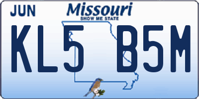 MO license plate KL5B5M