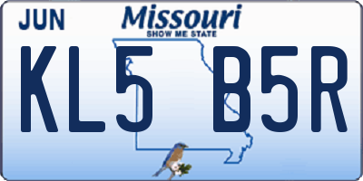 MO license plate KL5B5R
