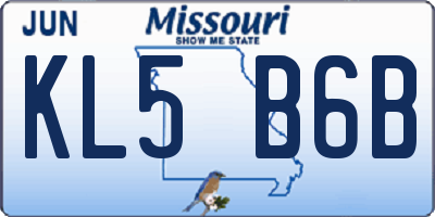 MO license plate KL5B6B