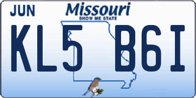 MO license plate KL5B6I