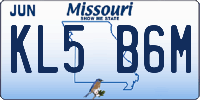 MO license plate KL5B6M