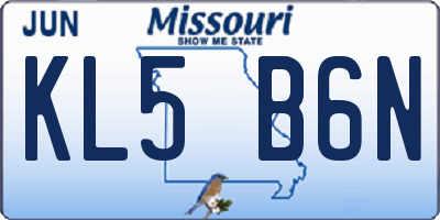 MO license plate KL5B6N