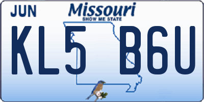 MO license plate KL5B6U