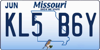 MO license plate KL5B6Y