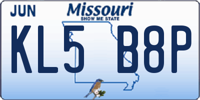 MO license plate KL5B8P