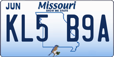 MO license plate KL5B9A