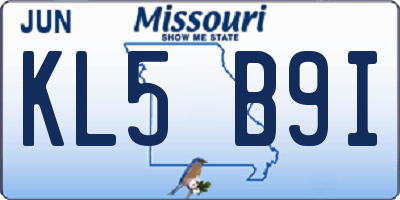 MO license plate KL5B9I