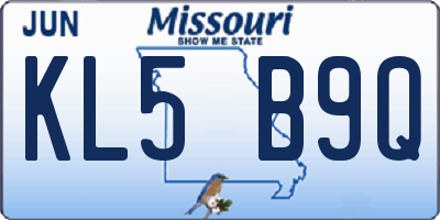 MO license plate KL5B9Q