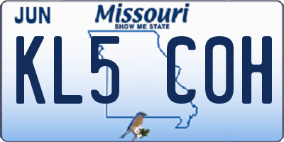 MO license plate KL5C0H