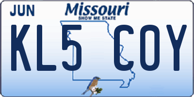 MO license plate KL5C0Y