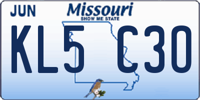 MO license plate KL5C3O