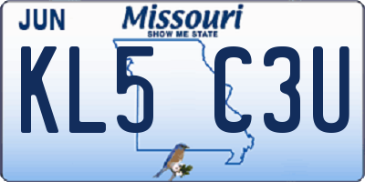 MO license plate KL5C3U