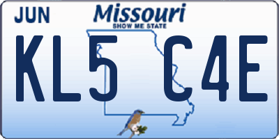 MO license plate KL5C4E
