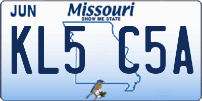 MO license plate KL5C5A