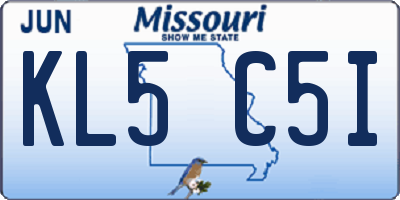 MO license plate KL5C5I