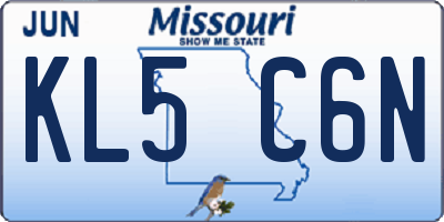 MO license plate KL5C6N