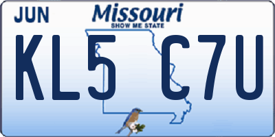 MO license plate KL5C7U