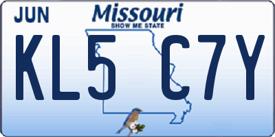 MO license plate KL5C7Y