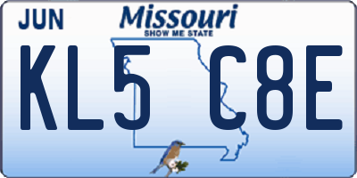 MO license plate KL5C8E