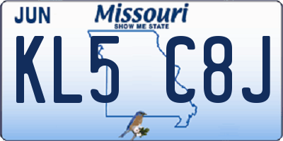 MO license plate KL5C8J