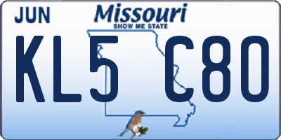 MO license plate KL5C8O