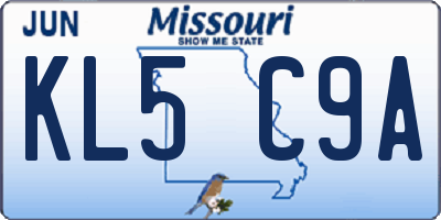 MO license plate KL5C9A