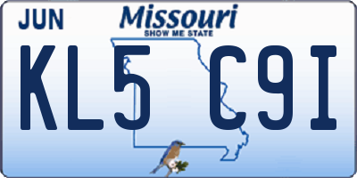 MO license plate KL5C9I