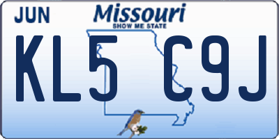 MO license plate KL5C9J